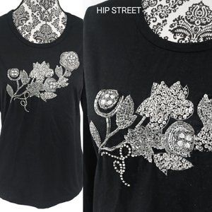 RQT Sequin Bead LS Tee Shirt M
